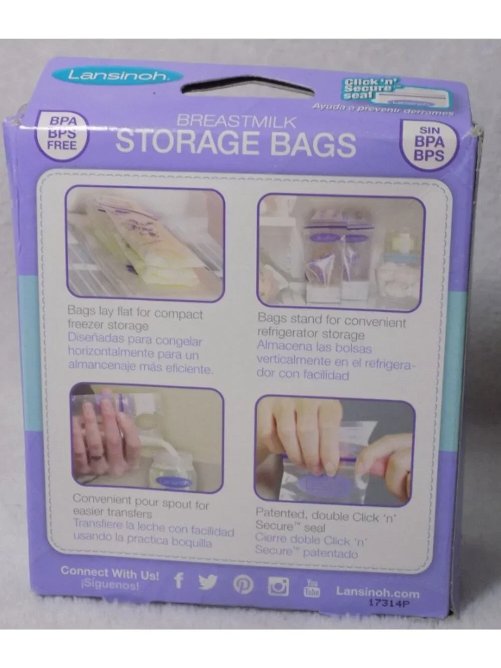 Breast Milk Storage Bags 50 Ct by Lansinoh Lot of 3 (150 Total Bags)